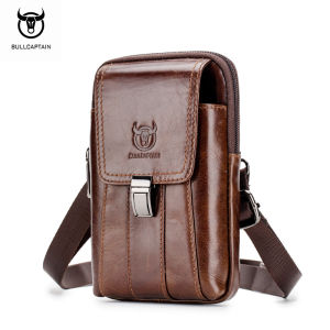 BULLCAPTAIN Casual Belt Shoulder Bag Mens Vintage Leather Belt Bag