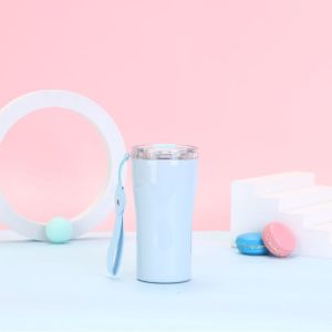 High-quality stylish coffee cup with a slender waist 316 Stainless steel straw insulated cup portable double-walled insulated tumbler wholesale