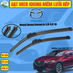 Gạt mưa lưỡi kép cao cấp bộ cần gạt kính nước mưa 2 lưỡi khung mềm ô tô MAZDA CX5CX9MAZDA2MAZDA3MAZDA 6..  gạt mưa oto silicon lưỡi kép cao cấp gạt mưa 2 lưỡi