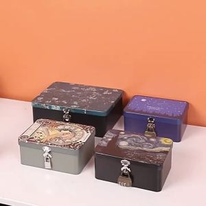 Vintage Large Capacity Tinplate With Lock Key Desktop Storage Case Metal Jewelry Storage Empty Box2026