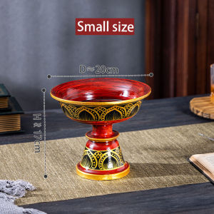 ไม้เนื้อแข็งทำด้วยมือวาดบูชาถาดเก็บของขาสูงห้องนั่งเล่นที่ละเอียดอ่อนโต๊ะกาแฟบ้านผลไม้แห้งย้อนยุคถาดขนมบูชาถาดผลไม้ถั่ว