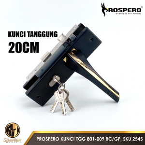 Gagang Kunci Pintu Rumah Tanggung 1 Set Lengkap 20cm Minimalis Modern Hitam Putih Prospero 2545