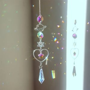 Solar Crystal Wind Chime Star Moon Sun Catcher Outdoor Wind Chime Garden Home Decoration Hanging Ornament Festival Gift