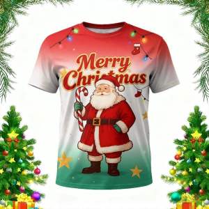 2026 Christmas Mens Winter Fashion Mens Coat Interesting Santa Claus Pattern New Year Fashion Mens Polo Shirt