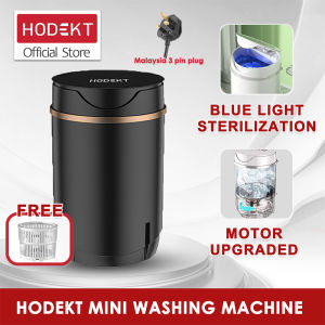 HODEKT Small Mini Washing Machine 4.5Kg Can Wash 5 Clothes One Time 250W Power No Hand Washing Low Noise Fast Cleaning Household Mini Mesin Basuh Blue Light Sterilization Quick Drying Timing Function Large Capacity