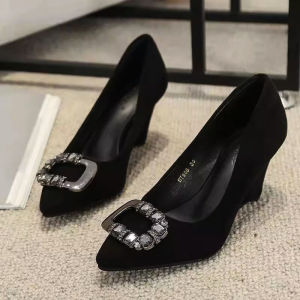 Free Shipping WomenS Spring New Fashion Rhinestone Pointed-Toe Shallow-Mouth Soft-Soled Comfortable High Heels
