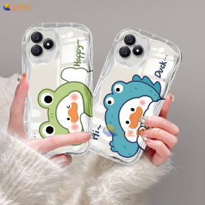 (Lokal Ready) CASESUMMER Casing hp Realme C53 C55 C33 C31 C30 C35 C21Y C25Y C11 C20 C15 C12 C25S Realme 10 5 5i 6i C3 8 7 6Pro C2 8i 7i C17 A1K Pasangan Bebek Teh Susu Lucu 3D Wavy Curved Edge Sarung Case