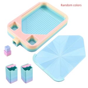 LETOY Multi-Color Partitioned Diamond Painting Tray Silky Prismatic Shine Lid Diamond Painting Accessories Accessories Tools 2 Storage Bucket Rhinestone Storage Tray Diamond Painting Beads