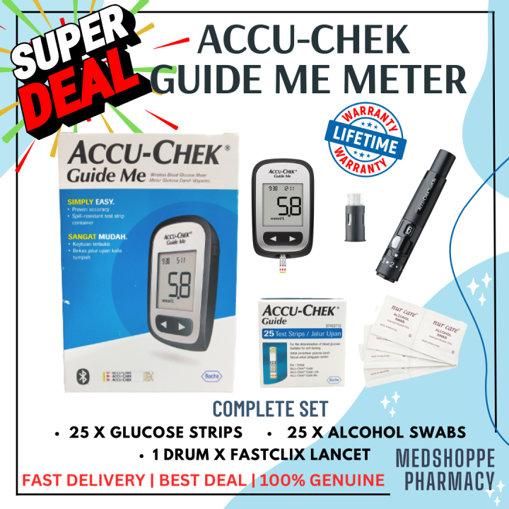 Accu chek guide me blood glucose meter full set accuchek lazada