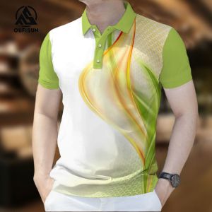 Casual Polo Shirt For Mens Brand Polo Shirt Gradient Graphic Clothing Slim Fit Mens Polo Shirt