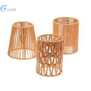 [COD] GUAN โคมไฟแขวนสไตล์วินเทจ1ชิ้นโคมไฟสานแฮนด์เมดสำหรับห้องนั่งเล่นห้องนอนโรงแรมโคมไฟหวายจำลอง