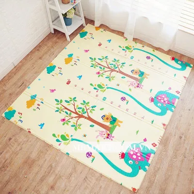 Thảm xốp cho bé. KT 1.8 m x 2 m gấp gọn hai mặt Hàn Quốc mẫu đẹp chống thấm tuyệt đối chống ngã cho bé tập bò kèm túi