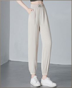 Womens Loose Mosquito-proof Sports Pants Drawstring Smiley Casual Cuffed Sun Protection Pants Spring and Autumn Mosquito-proof Sports Pants