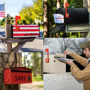 Mailbox Replacement Flag Kits Red Flag for Mailbox Universal Replacement with Double Sided Sticky Pads Replacement