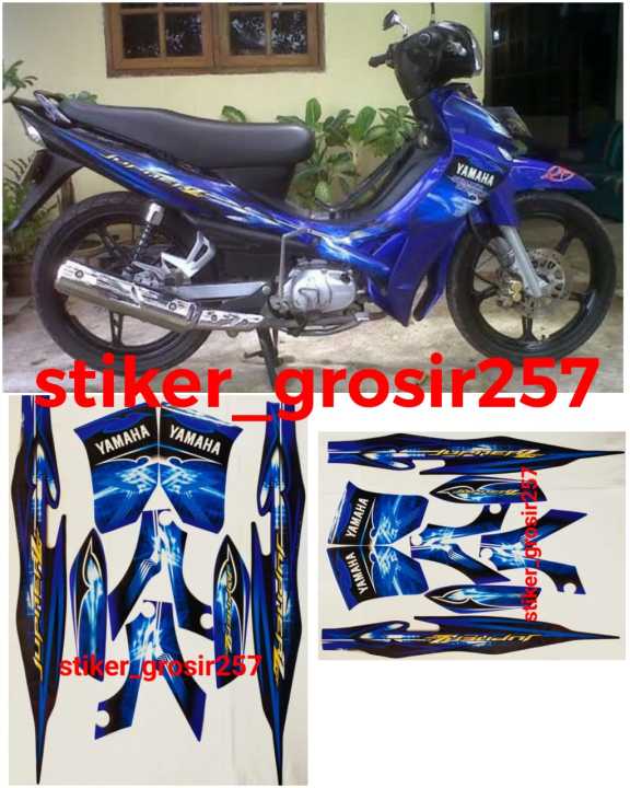 STIKER STRIPING LIS BODY MOTOR JUPITER Z BURHAN 2008 BIRU HITAM