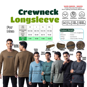 Men Crewneck Longsleeve Cotton T-Shirt Comfort Fit Casual Long Sleeve Tee - M / L / XL / 2XL