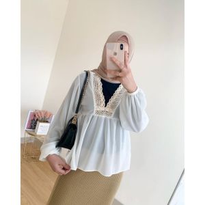 Korean style izuka blouse ceruty babydol mix renda