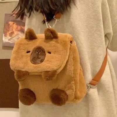 Tas Ransel Bag Capybara Bulu Lembut Backpack Tas Ransel Sekolah Anak