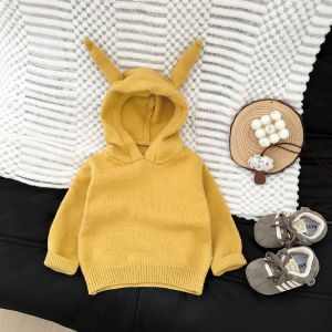 INS Korean baby boys and girls autumn and winter casual hooded knit sweaters stylish and versatile sweater jackets