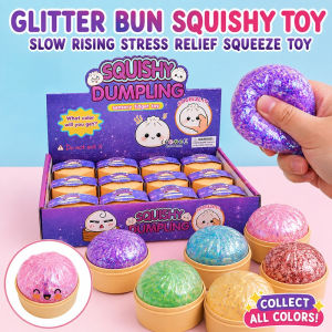 Glitter Bun Squishy Toy Slow Rising Stress Relief Squeeze Toy Realistic Steamed Bun Fidget Toy Gift