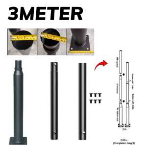 2.5M 3M 4M 5M 6M Steel Lamp Pole Galvanized Pipe Poles for Outdoor Light Solar Power Led Lamp Streetlight Lampu Jalan