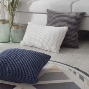 เบาะโซฟา ผ้าลูกฟูก ปลอกหมอนลายลาย ปลอกหมอนผ้าลูกฟูกนุ่มตกแต่ง นอร์ดิกธรรมดาปลอกหมอนอิง เตียงโซฟา โซฟาห้องนั่งเล่น ปลอกหมอนตกแต่งบ้าน หมอน หมอนเบาะ