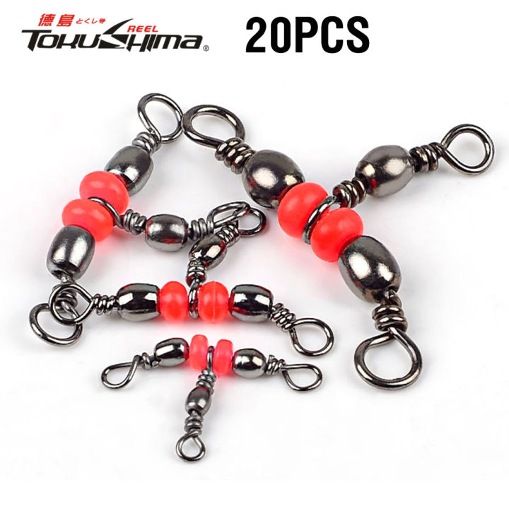 20PCS High Strength Ball Bearing Swivels 3 Way Swivel Fishing Ring ...