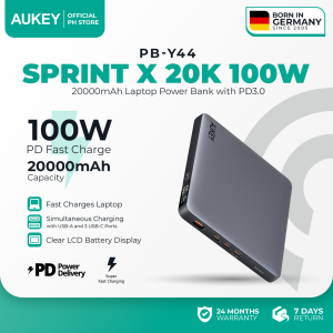 AUKEY PB-Y44 20000mAh 100W Laptop Power Bank 4-Port Fast Charging with Display for MacBook iPhone Samsung & More