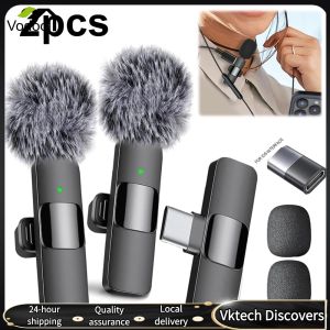 【Vodool】 2 In 1 Video Record Microphone Type-C Charging Portable Audio Recording Mic Noise Canceling Mini Microphone System for Interview Video Podcast