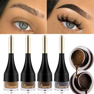4 Colors Tinted Brown Liquid Gel Eyebrow Enhancer Cream With Air Pad Makeup Tint