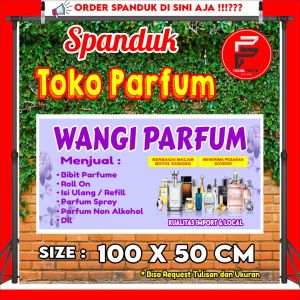 Spanduk Toko Parfum / Banner Toko Parfum / Spanduk Kustom / Spanduk Ukuran 100 x 50 cm