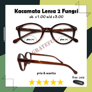 PROMO SPESIAL / KACAMATA BACA DOUBLE FUNGSI / KACAMATA RABUN DEKAT & JALAN / KACAMATA PLUS DAN NORMAL /KACAMATA BACA UKURAN +1.00 SAMPAI +3.00 PRIA WANITA / KACAMATA MATA MURAH FRAME OVAL WARNA COKLAT / FOTO REALPICT/ BONUS BOX KACAMATA
