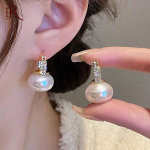 Frascati New Arrival South Korea Elegant Imitation Pearl Zircon Hoop Earrings For Women Fashion Sweet Metal Jewelry Accessory