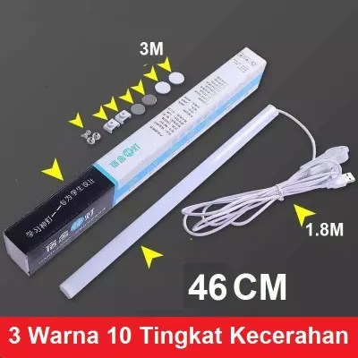 Lampu Neon Panjang Strip Tabung LED USB Belajar Kerja Rumah Dapur Komputer Cahaya Portable Tempel