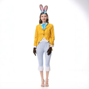 Mr. White Rabbit Miss Cosplay Suit Adult Retro Yellow Rabbit Uniform March Rabbit Fairy Tale Theme Play