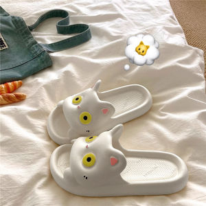 Dép Lê Nữ Họa Tiết Mèo Mắt To Ngộ Nghĩnh Dép Nhựa Mềm Đi Trong Nhà Quai Ngang Cute Kiểu Hàn Chống Trượt Thoáng Khí