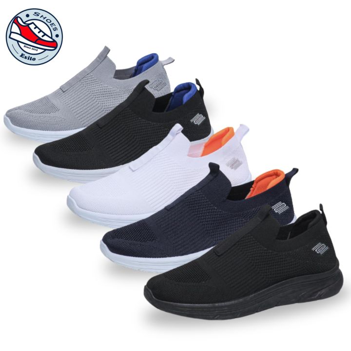 EXITO Sepatu Sneakers Impor Slip On Kanvas Rajut Pria Tanpa Tali