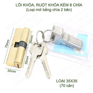 Lõi khóa thay thế cho khóa cửa tay gạt kèm 8 chìa nhiều mẫu cho khách lựa chọn khóa 2 bên (Bằng đồng)