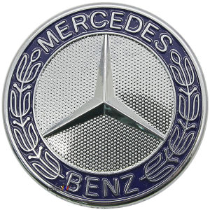 Front Flat Logo Emblem Mercedes Benz W202 W203 W204 W205 W124 W208 W210 W211 W212 W213 W220 W221 57MM (Blue/Black)