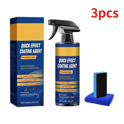 3 Bottles Car Ceramic Coating Nano Plating Agent 3-in-1 Hydrophobic and Anti-Stati Automotive Scratch Polish Quick Effect Spray 120ML - Long-lasting Gloss