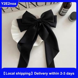 【Local shipping】 Bow Ribbon Hairpin Headwear Simple Elegant Satin Spring Clip Fixed Hair Clip Retro Party Headdress Red Hair Accessories