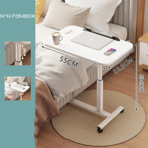 Lift Sofa Side Table with Wheel Foldable Laptop Table Bedside Table Movable Bed Computer Table Lazy Table Lifting Table Reading Desk Working Table