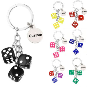 Personalized Dice Keychain Colorful Resin Dice Cube Key Chain for Women Bag Purse Wallet Car Keyring Jewelry