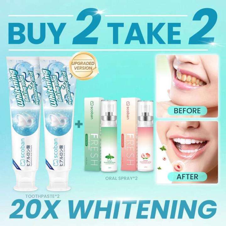 228LZD [Buy 2 Take 2] Whitening Toothpaste 2pcs Mouth Spray 200 times ...