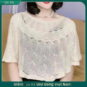QK FA ✨ Của Phụ Nữ Dệt Kim Rỗng bông khăn choàng khăn áo mùa hè mùa thu thanh lịch phụ nữ mặt trời bảo vệ áo khoác smock
