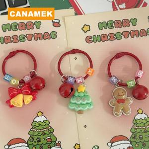 【CANAMEK】 Christmas Keychain Cartoon Cute Santa Claus Snowman Bear Pendant Keyring Backpack Hanging Decoration New Year Party Gifts
