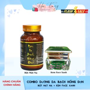 Combo Dưỡng Da ban ngày Bột Mặt Nạ cao cấp + Kem Face Xanh Bạch Hồng Đơn