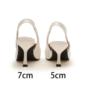 [Free Shipping] White Pointed-Toe Minimalist High-Heeled Pumps Elegant Closed-Toe Sandals New Summer Style With Thin Heels