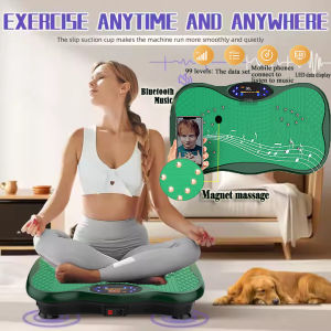 Compact Digital Vibration Trainer with Resistance Bands and Bluetooth Music 220V Full Body Slimming Machine
