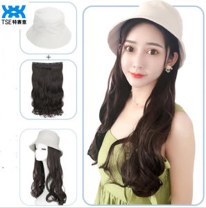 TSE Long Curly Wig with Cap Woman Big Waved Cured Wigs with Fisherman Hat SW32